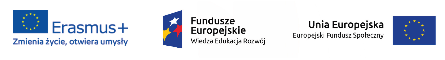 Erasmus+, Fundusze Europejskie, UE - logotypy
