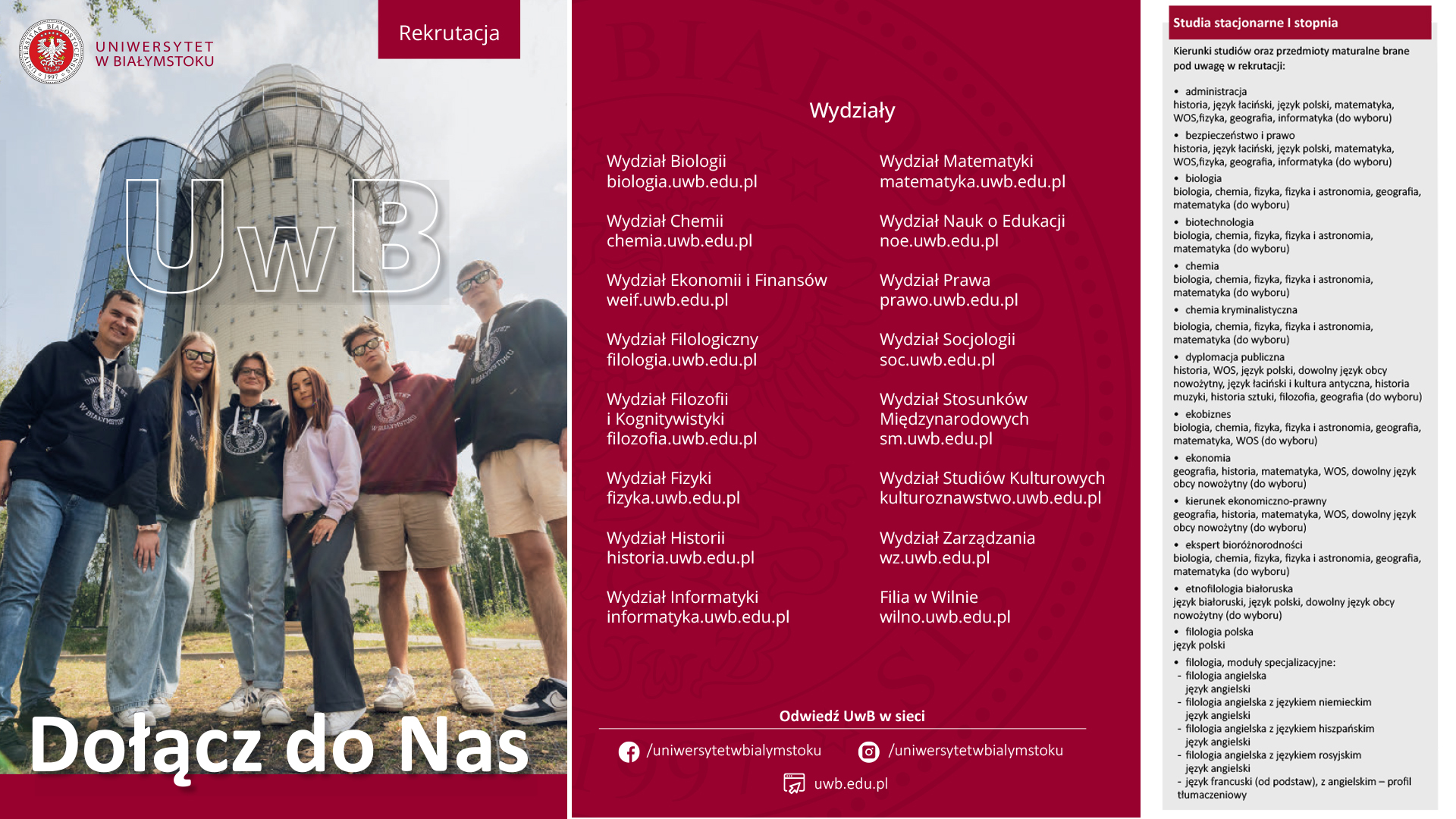 wizualizacja ulotek rekrutacyjnych Uniwersytetu w Białymstoku