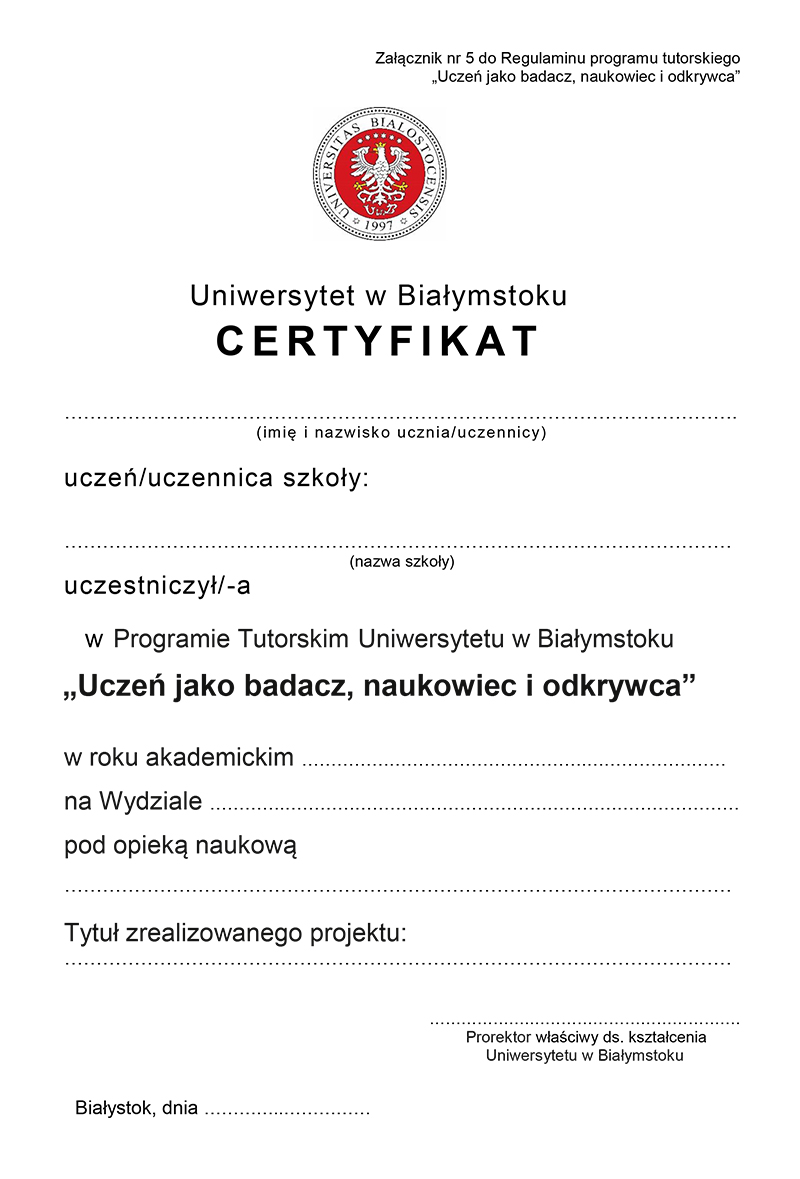 wzór certyfikatu