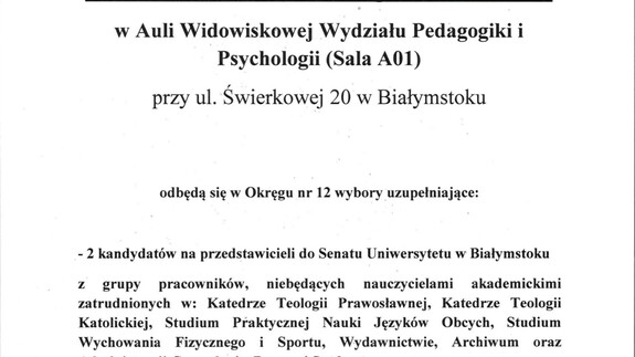 Wybory uzupełniające do Senatu Uniwersytetu w Białymstoku