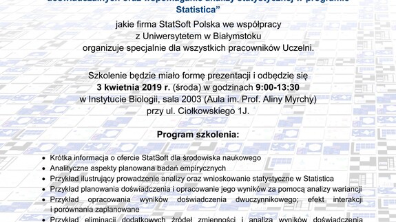 Szkolenie dotyczące programu Statistica