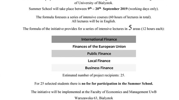 Szkoła Letnia “Finance for Five” – rekrutacja trwa