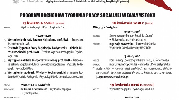 Obchody Ogólnopolskiego Tygodnia Pracy Socjalnej na UwB 