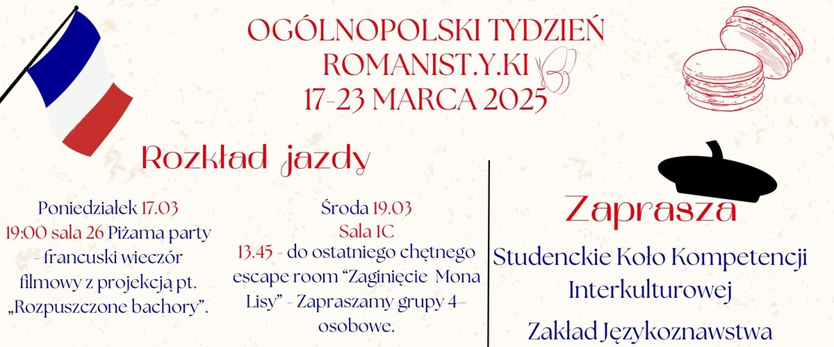 Ogólnopolski Tydzień Romanistyki - Rozkład Jazdy